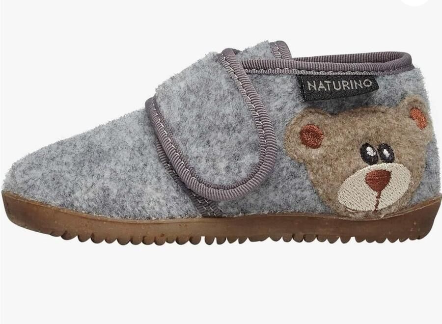 Naturino Carillon velcro beer velvet pantoffel- Grijs