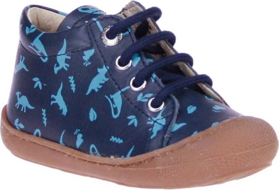 Naturino veter blauwe dino print lederen schoenen Cocoon Navy
