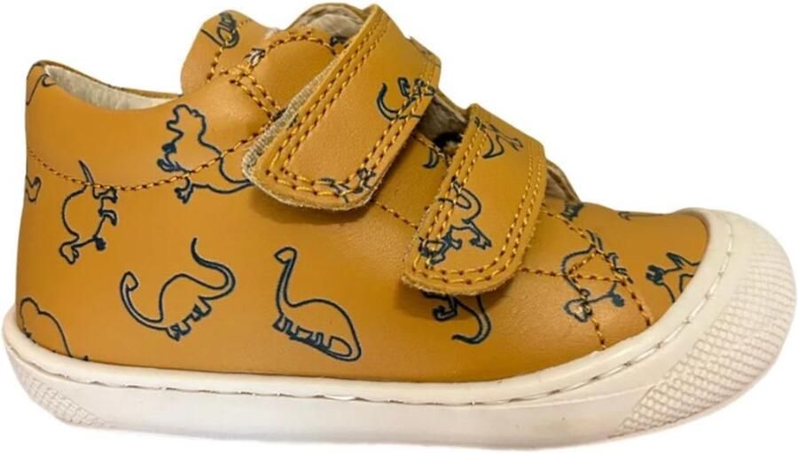 Naturino Cocoon bumper lederen velcro sneakers blauwe dino oker