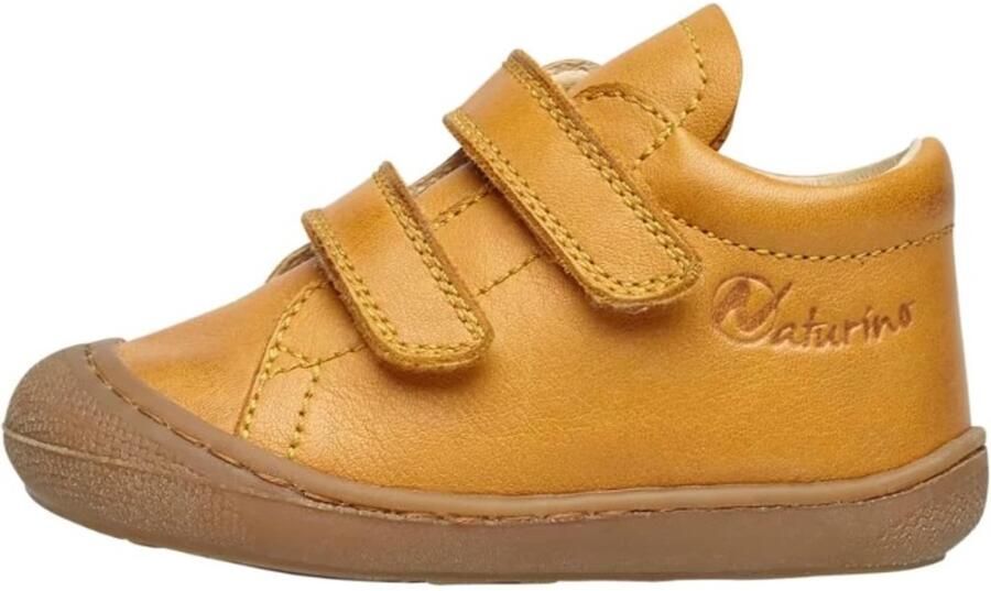 Naturino Cocoon velcro effen lederen sneakers- oker geel