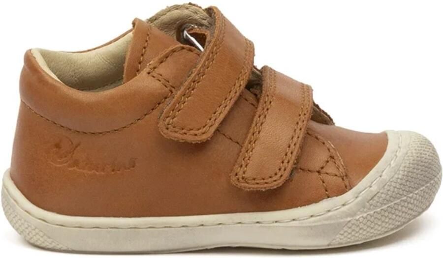 Naturino Cocoon velcro's bumper effen lederen sneakers cogna wit