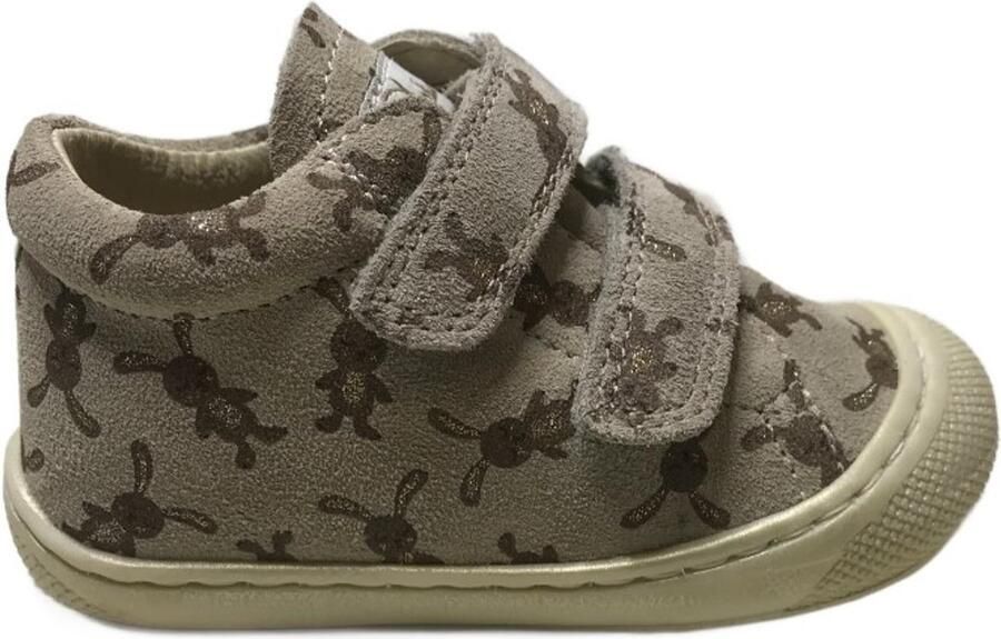 Naturino Cocoon Velcro's bumper lederen sneakers gouden konijn beige