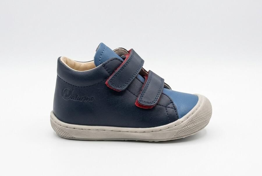 Naturino Cocoon Vl velcro's bumper lederen sneakers navy blauw rood