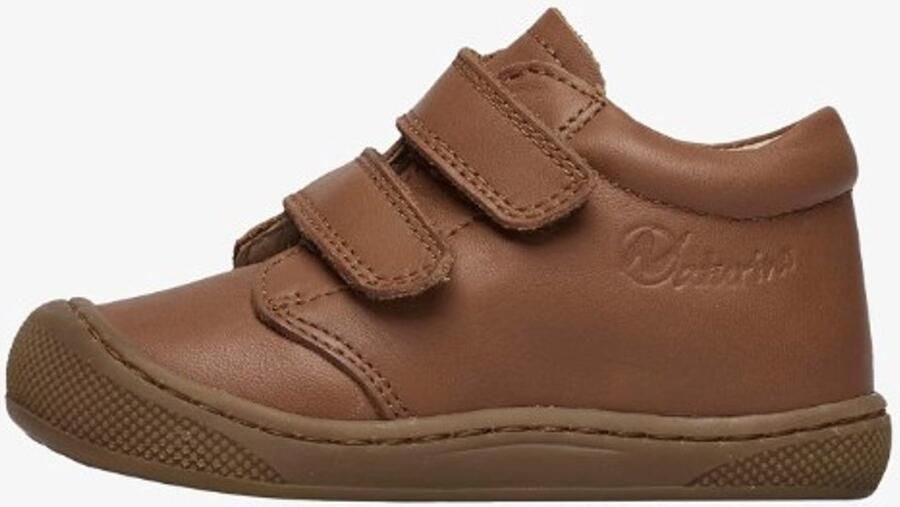 Naturino Cocoon Wide velcro's bumper effen lederen sneakers cognac