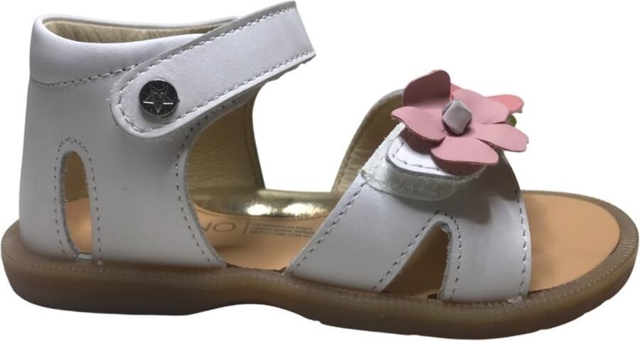 Naturino Dacia velcro's kleurrijke bloem lederen sandalen wit dichte hiel