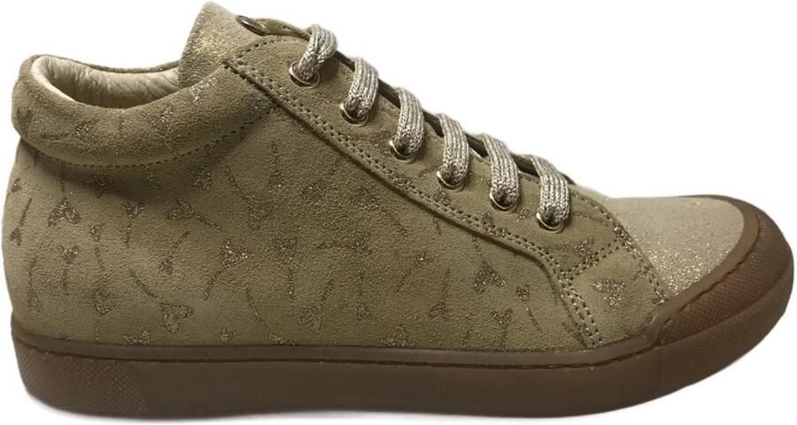 Naturino Dord rits veter bumper bling print lederen hoge sneakers goud