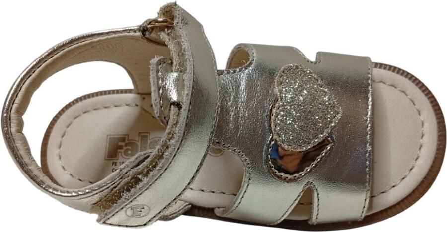 Naturino Falcotto Puppet velcro bling hartjes lederen sandalen goud