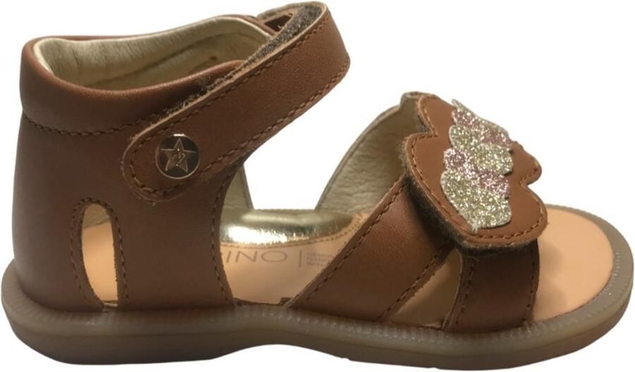 Naturino Firun velcro lederen sandalen bling hartjes cognac