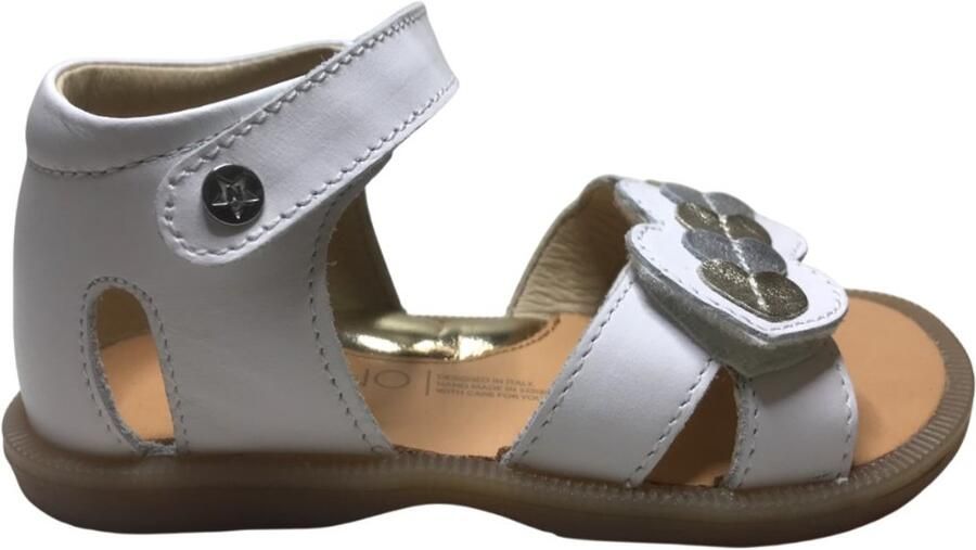 Naturino Firun velcro lederen sandalen bling hartjes wit