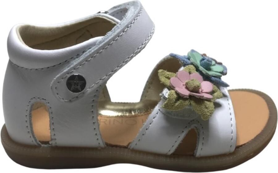 Naturino Flari velcro kleurrijke bloempjes lederen sandalen Wit