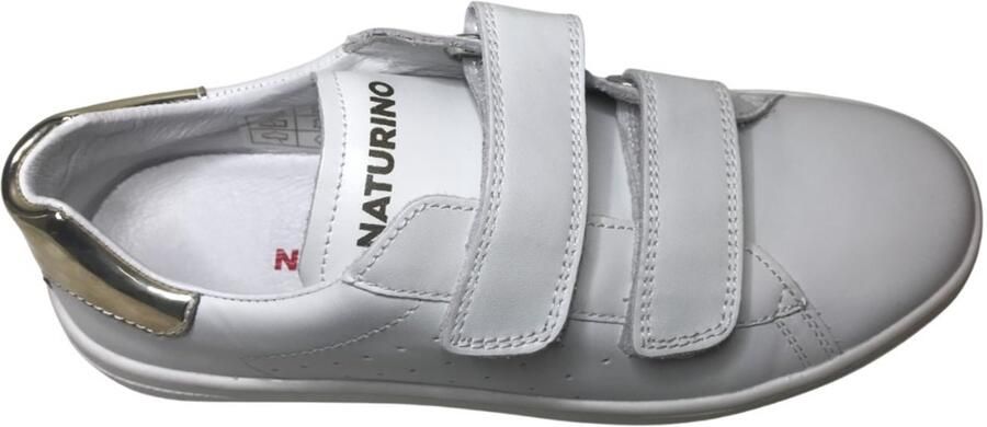 Naturino Hasselt 2 velcro's lederen sneakers wit goud