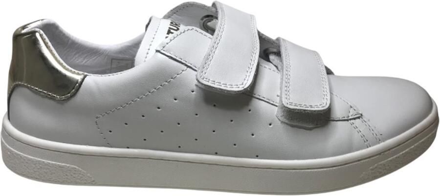 Naturino Hasselt 2 velcro's lederen sneakers wit goud