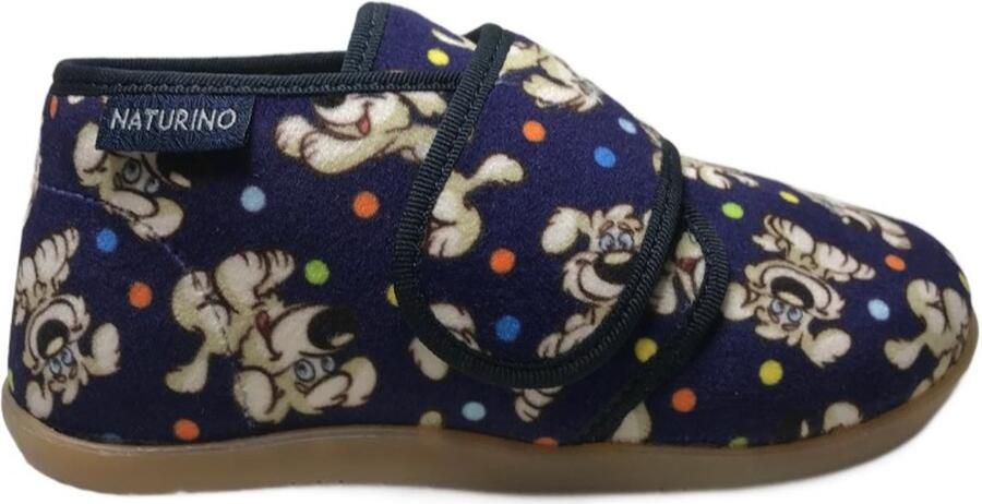 Naturino Home velcro hondjes velvet pantoffel blauw