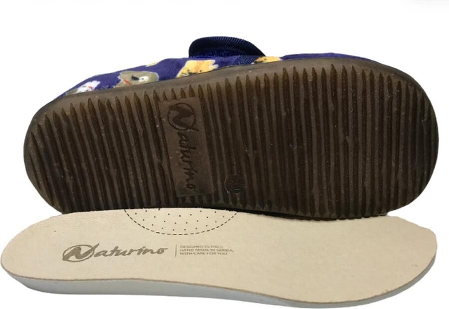 Naturino Home velcro huisdieren velvet pantoffel blauw - Foto 5
