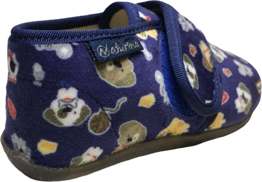 Naturino Home velcro huisdieren velvet pantoffel blauw - Foto 4