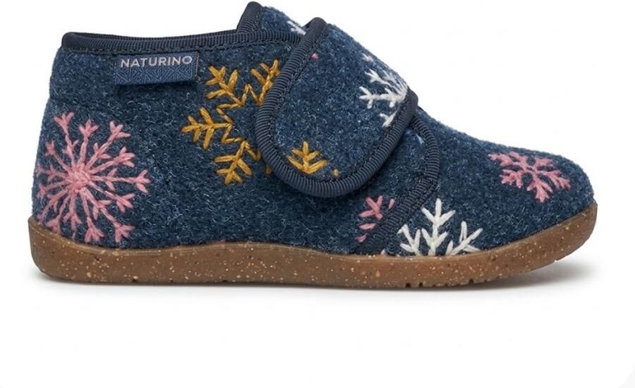 Naturino Home velcro vilten pantoffel- sneeuwvlokken Navy