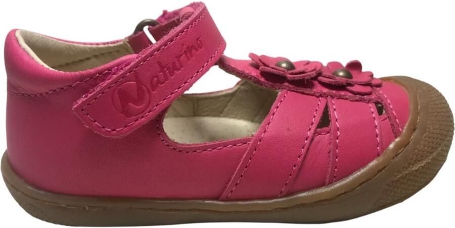 Naturino Maggy velcro 2 bloemen bumper gesloten sandalen flamingo