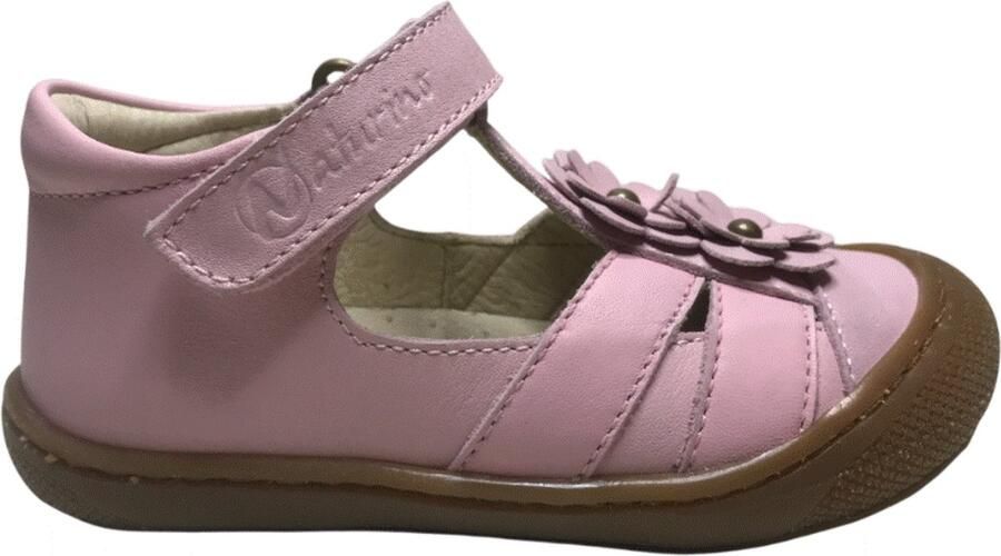 Naturino Maggy velcro 2 bloemen bumper gesloten sandalen roze bruin