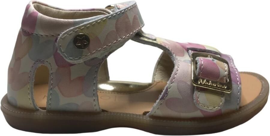 Naturino Quarzo velcro lederen sandaal hartjes beige