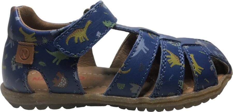 Naturino See velcro gesloten lederen sandalen dino rex blauw