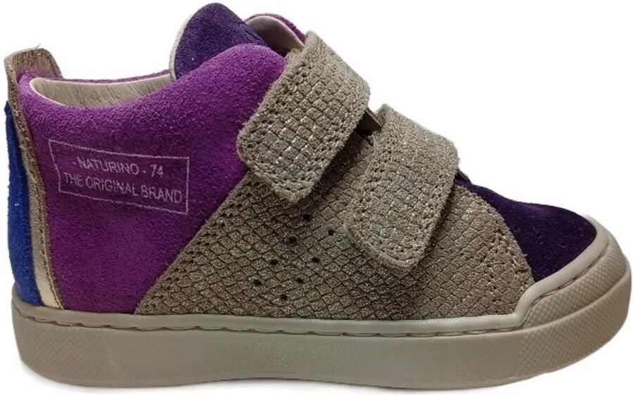 Naturino Trajan High VL velcro bumper lederen hoge sneakers purper goud