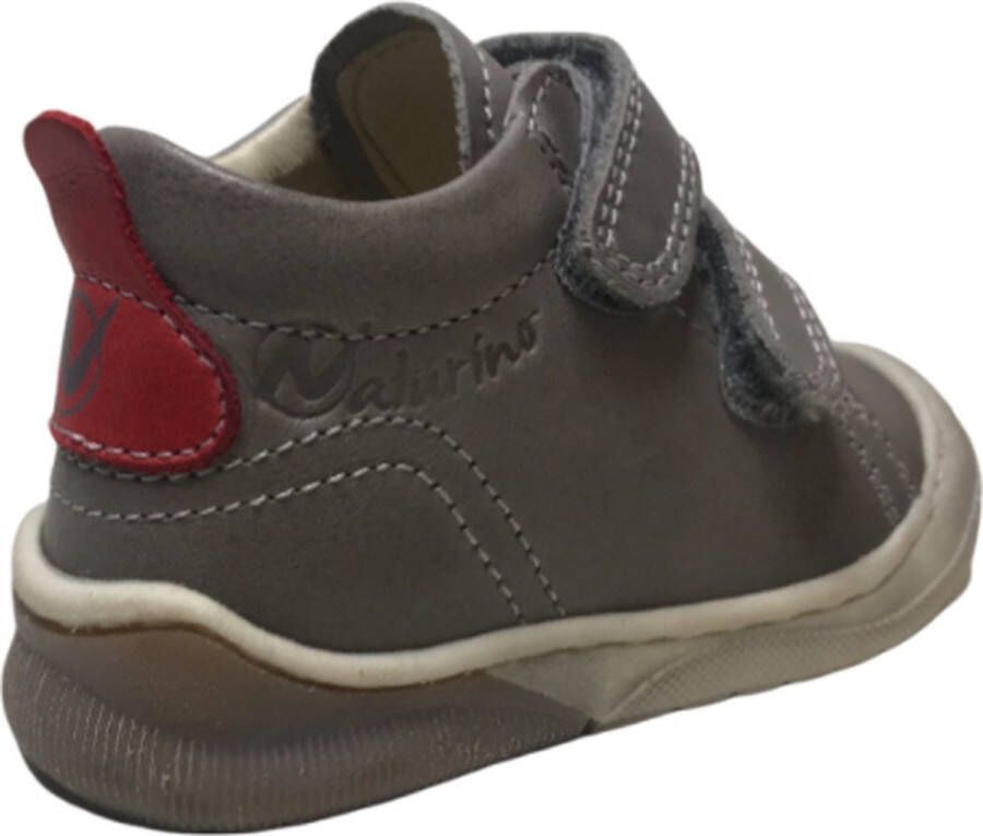 Naturino velcro bumper lederen sneakers Punky grijs rood