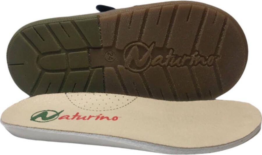 Naturino velcro bumper ronde logo lederen sneakers Dot navy groen - Foto 4