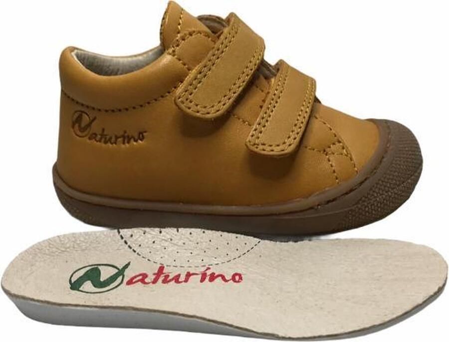 Naturino velcro effen lederen sneakers Cocoon okergeel - Foto 2