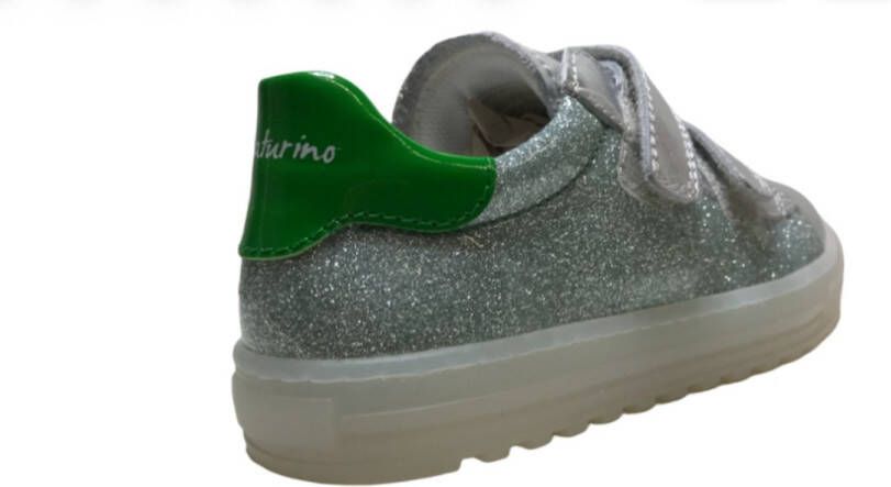 Naturino velcro lederen bling sneakers Chine silver acqua groen - Foto 5
