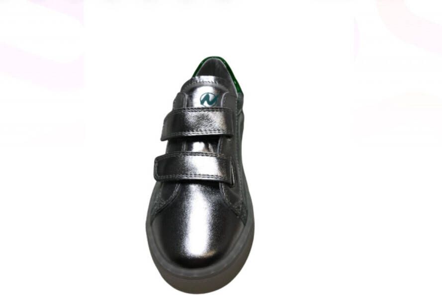 Naturino velcro lederen bling sneakers Chine silver acqua groen