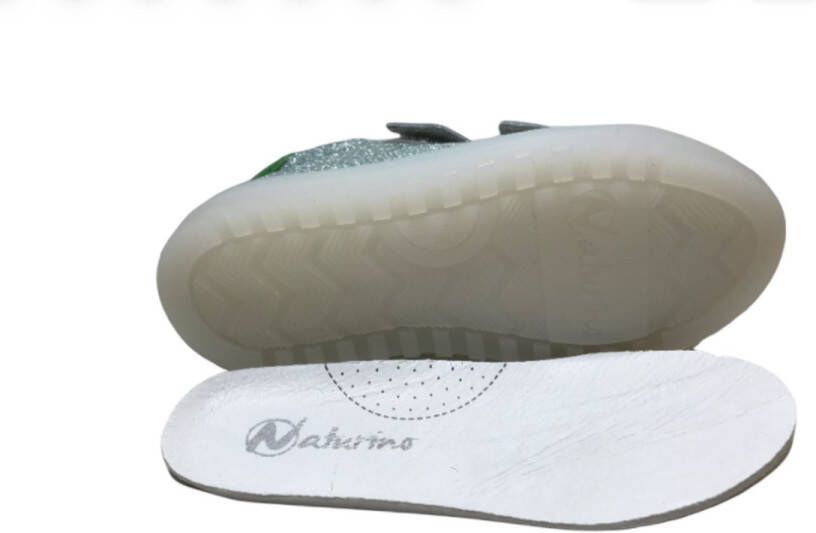 Naturino velcro lederen bling sneakers Chine silver acqua groen - Foto 3