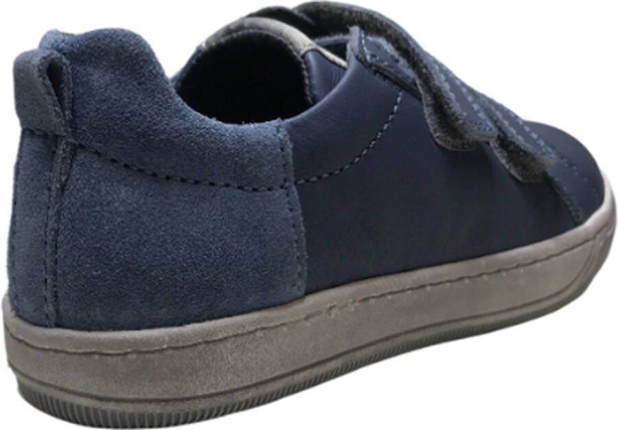 Naturino Velcro's effen lederen sneakers Caleb blauw