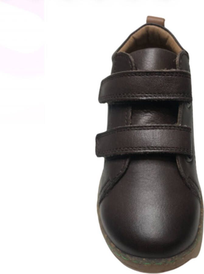 Naturino velcro's effen lederen sneakers Vento Bruin