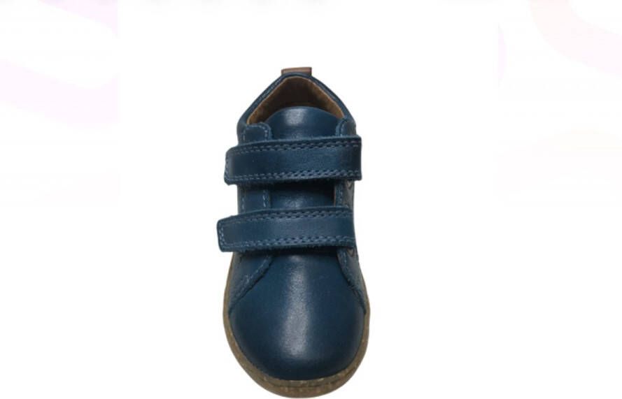 Naturino velcro's effen lederen sneakers Vento petrol