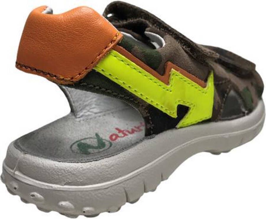 Naturino velcro's fluo gele pijl lederen sandalen Kahiwa camouflage groen Mt 24