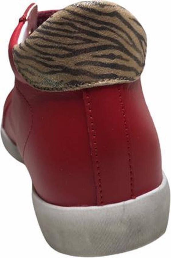 Naturino velcro's gouden ster hoge lederen sneakers Dorrie rood - Foto 3