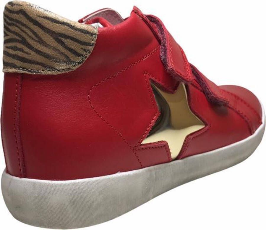 Naturino velcro's gouden ster hoge lederen sneakers Dorrie rood - Foto 2