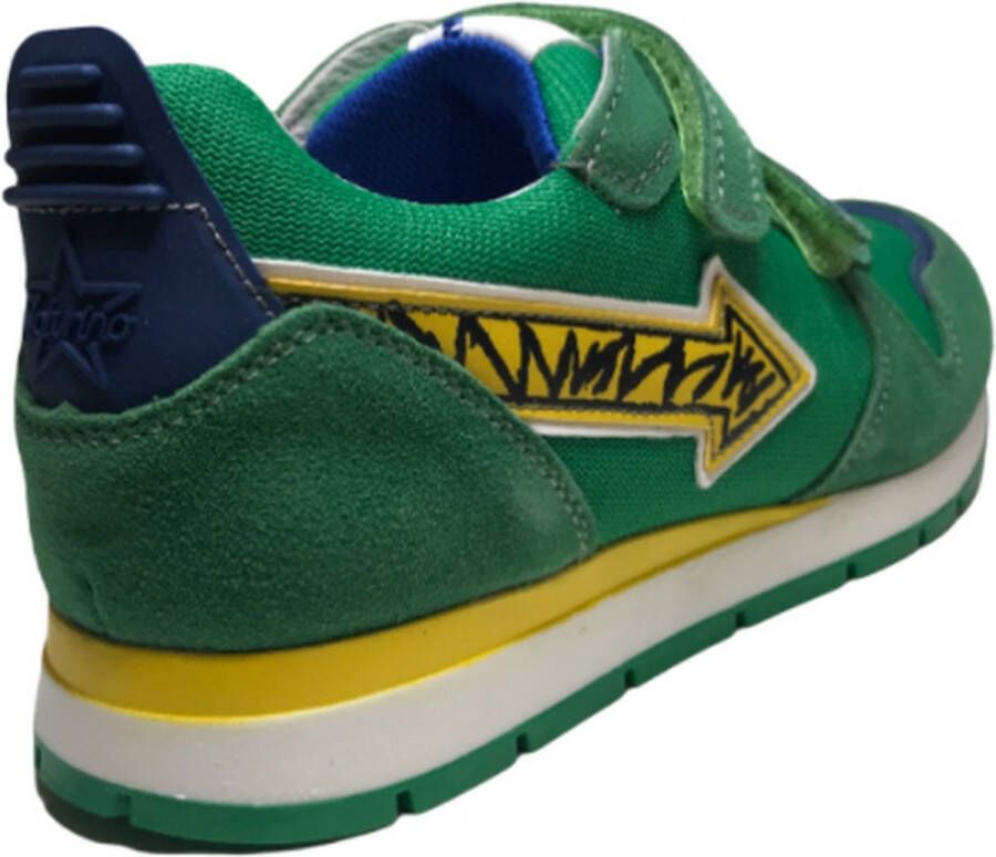 Naturino velcro's lederen sportieve sneakers Crunch Groen geel