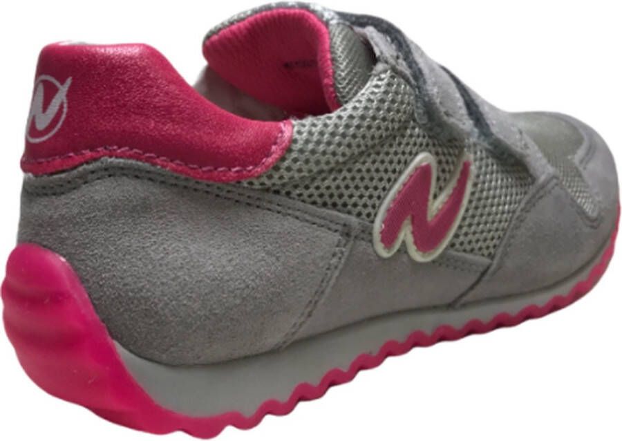 Naturino velcro's lederen sportieve sneakers Sammy grijs fuxia
