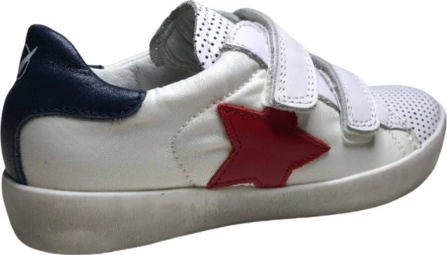 Naturino velcro's rode ster lederen nylon sneakers Annie Wit navy - Foto 3