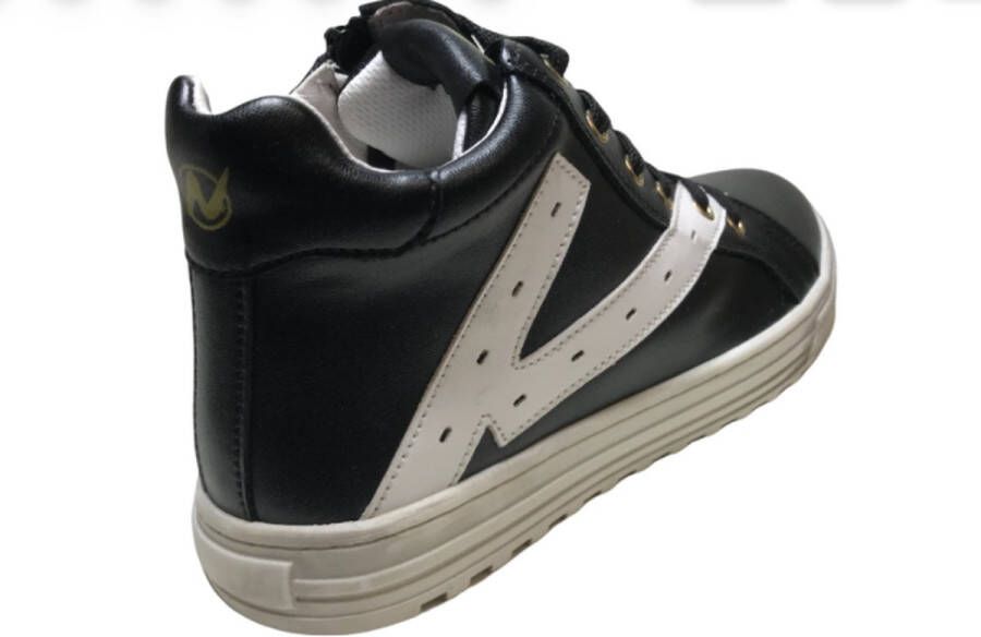 Naturino veter rits hoge lederen sneakers Snip High zwart wit - Foto 3