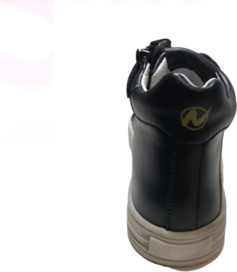 Naturino veter rits hoge lederen sneakers Snip High zwart wit