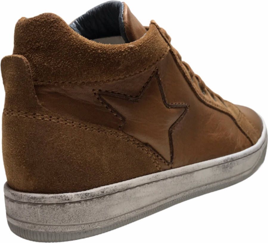 Naturino veter rits ster lederen hoge sneakers Clay Star cognac