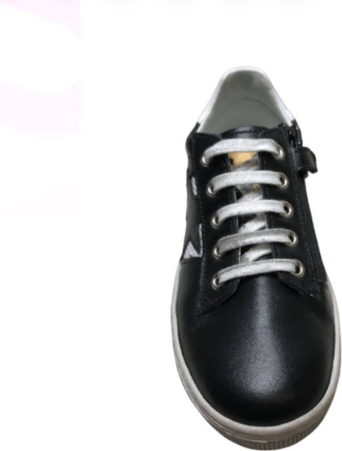 Naturino veter rits ster lederen sneakers Andy zwart wit