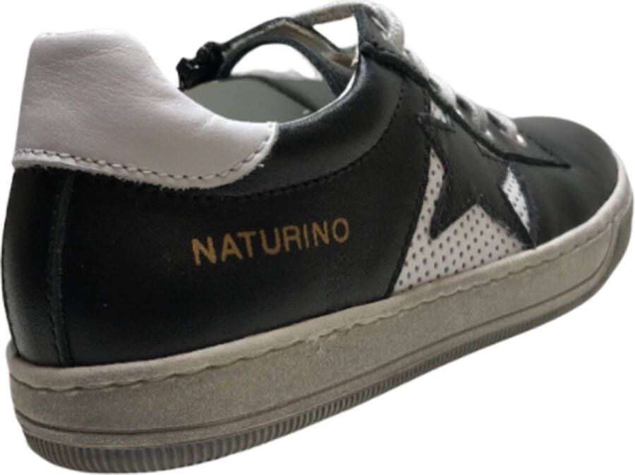 Naturino veter rits ster lederen sneakers Andy zwart wit - Foto 2