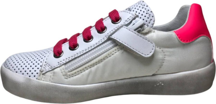 Naturino veter rits zilveren ster lederen nylon sneakers Annie Wit Fuxia - Foto 4