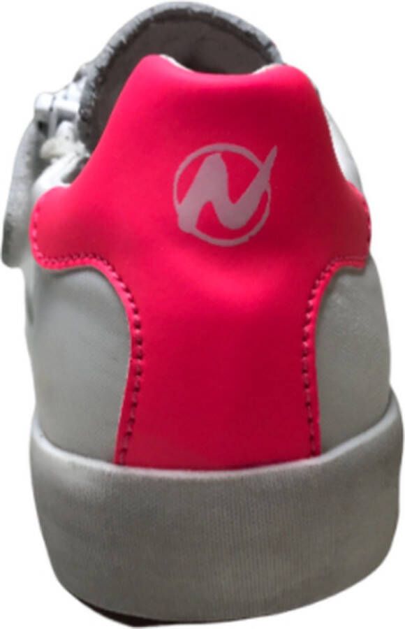 Naturino veter rits zilveren ster lederen nylon sneakers Annie Wit Fuxia - Foto 3