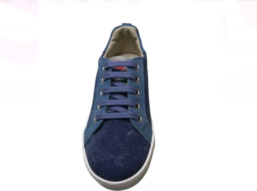 Naturino veters lederen jeans sneakers caleb navy