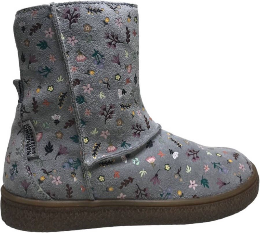 Naturino Waterproof Yokir rits warme lederen laarzen bloemen grijs