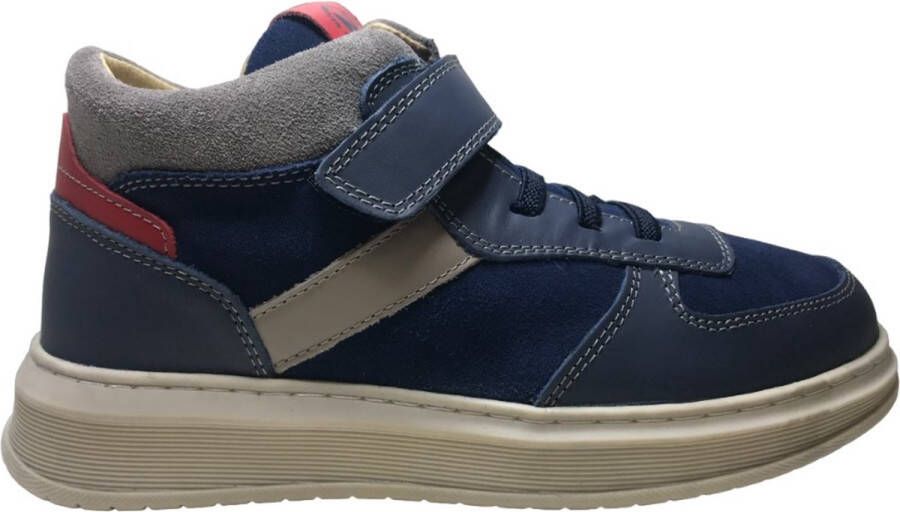 Naturino Otzar elastiek velcro hoge lederen sneakers blauw